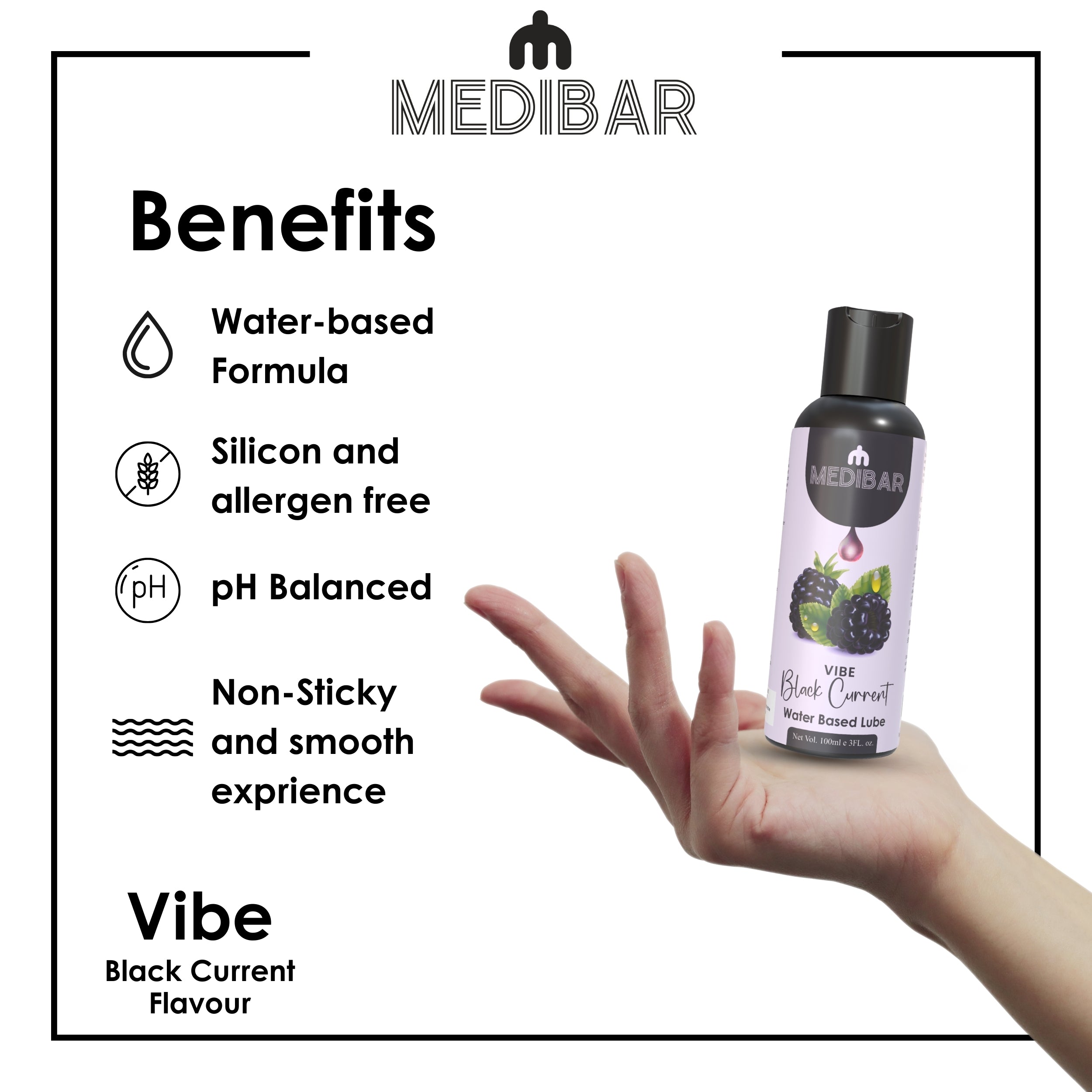 MEDIBAR Vibe Black Currant Water Based Lubricant for Men & Women