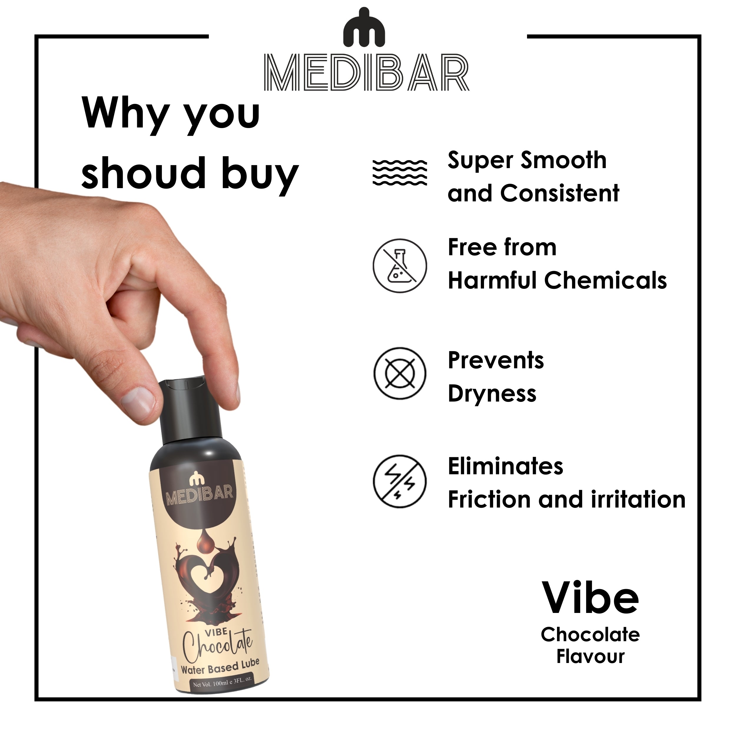 MEDIBAR Vibe Chocolate Water Based Lubricant for Men & Women
