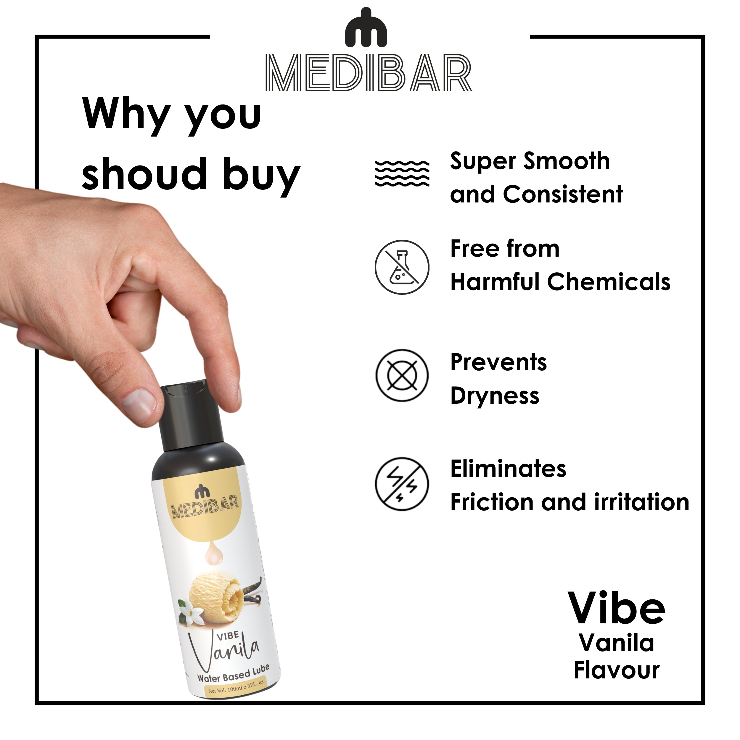 MEDIBAR Vibe Vanilla Water Based Lubricant for Men & Women