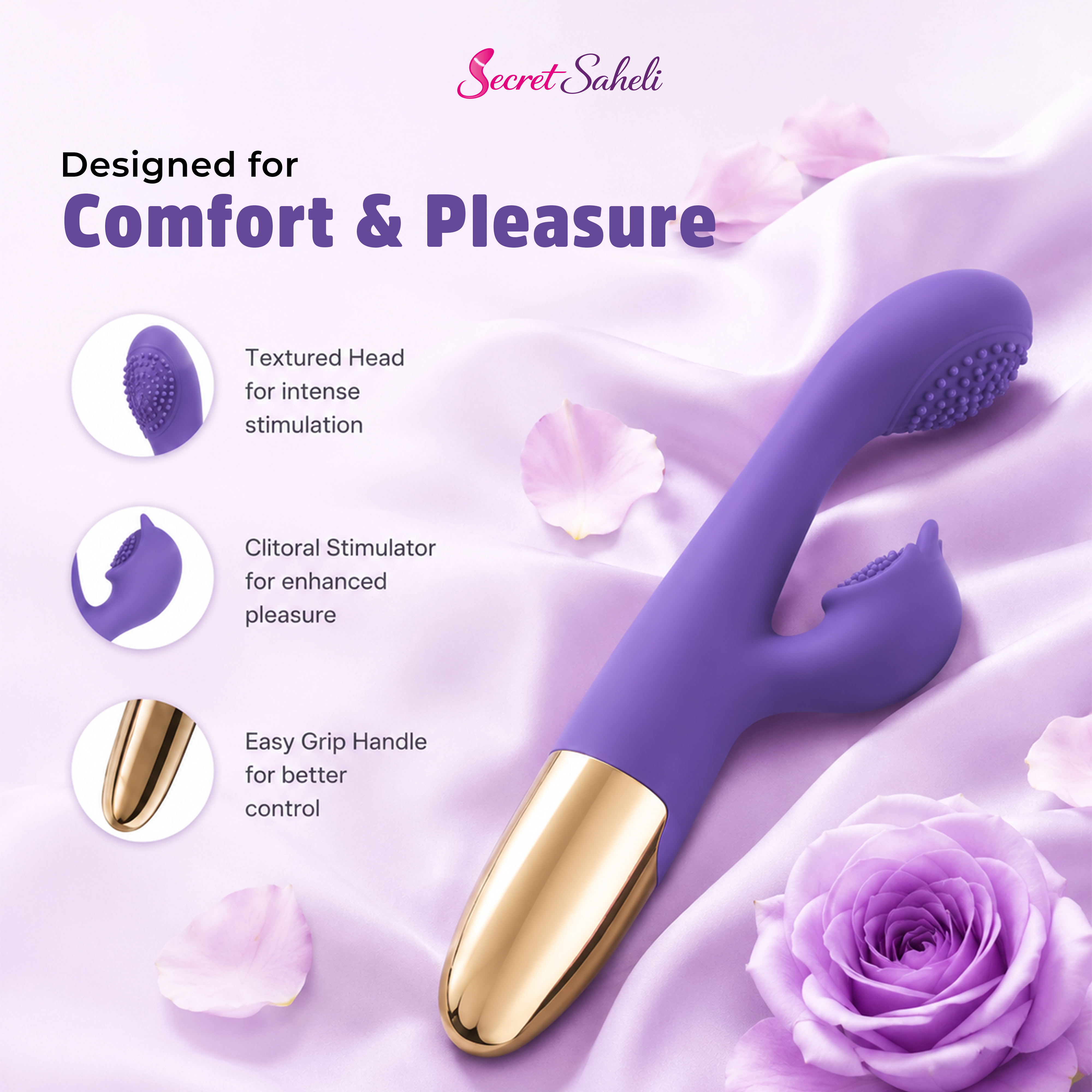 Sultan – Heated Rhythmic Personal Wellness Massager – 10 Modes, USB Rechargeable