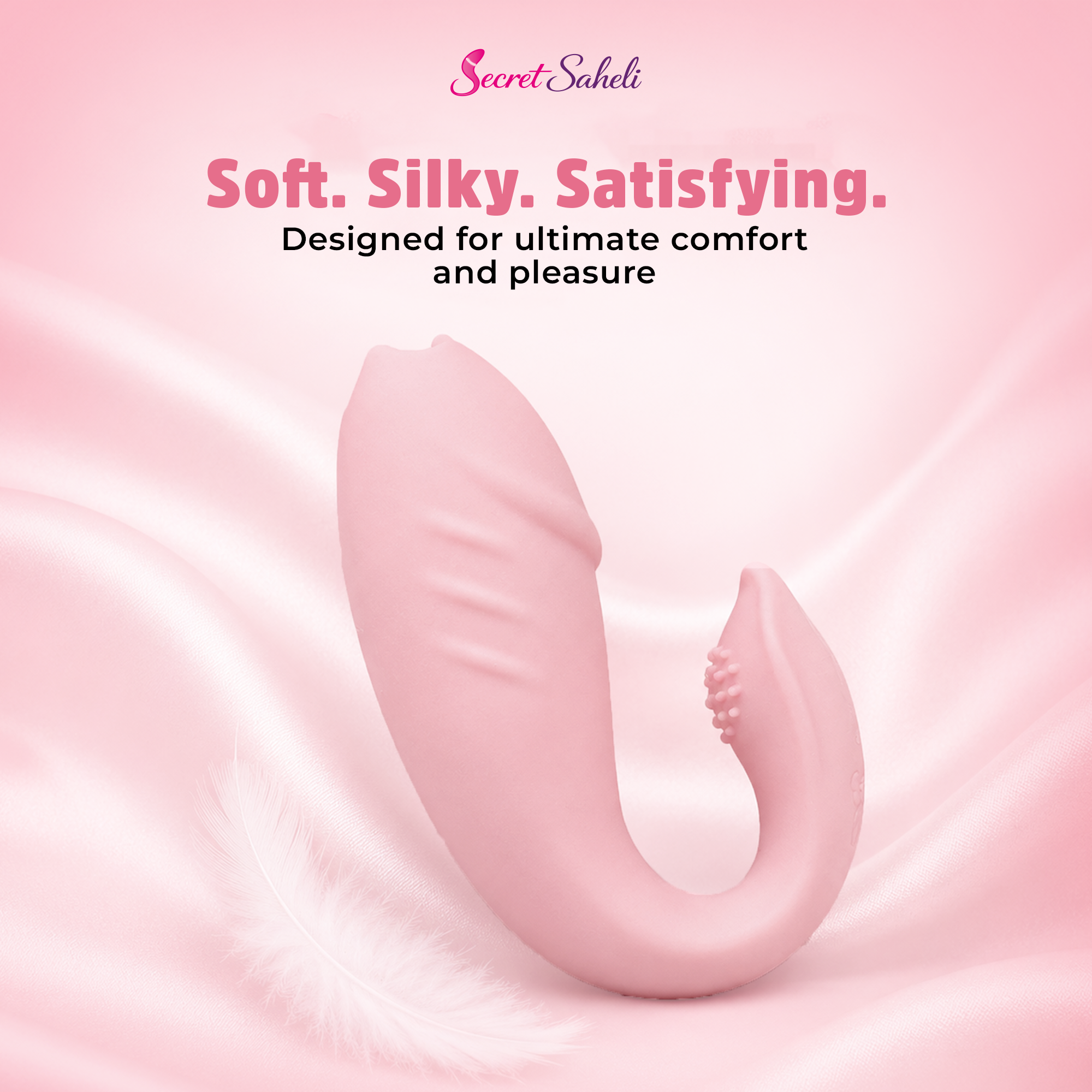 Pink Aura - Rechargeable U-Shape Wearable Wellness Massager with Remote