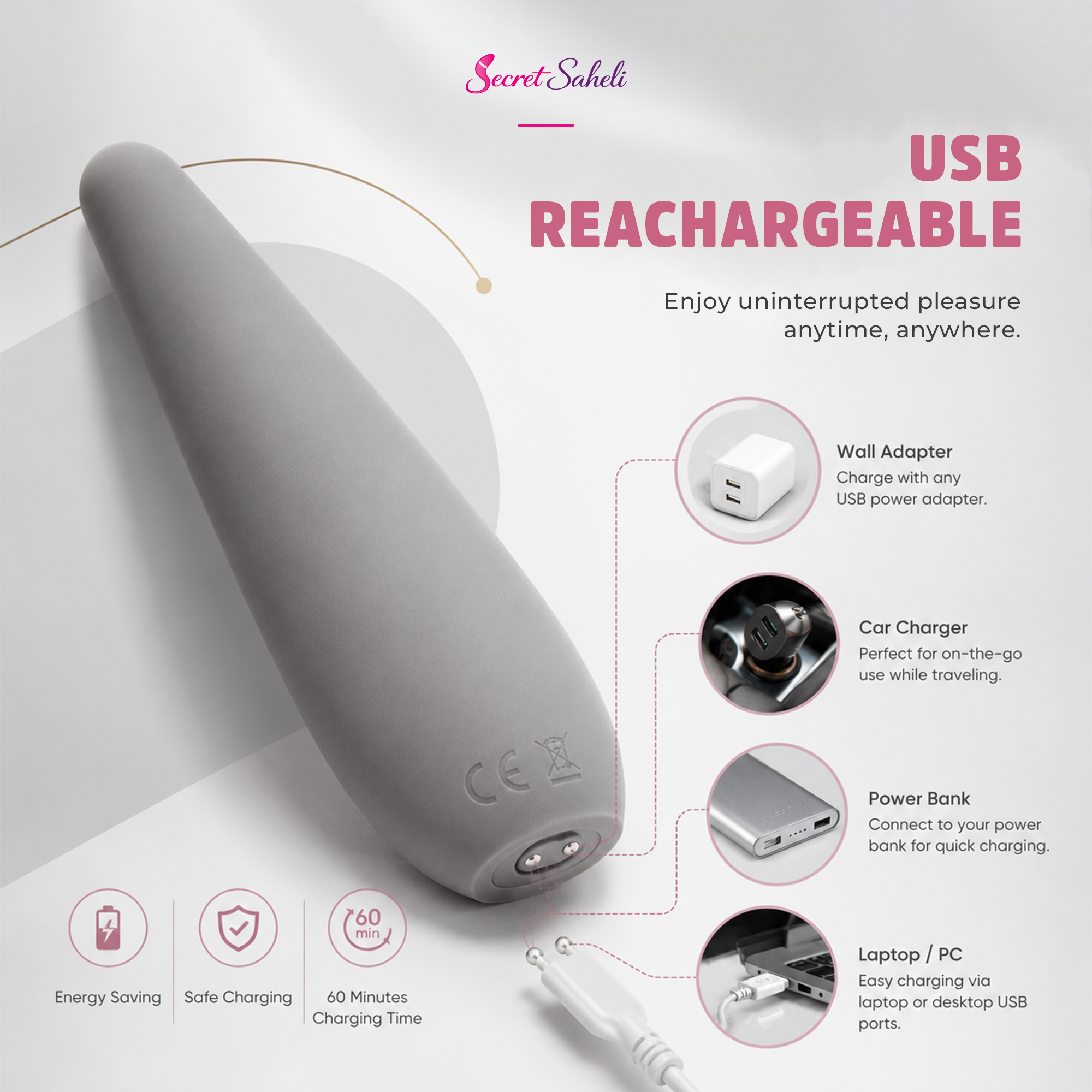 Pyramid - Waterproof USB Rechargeable Mini Personal Wellness Massager