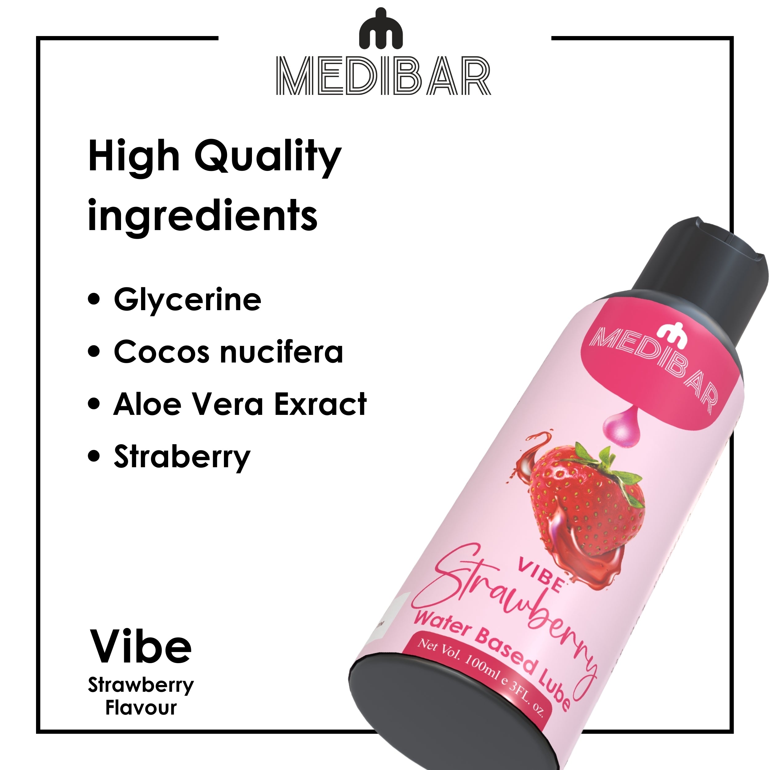 MEDIBAR Vibe Strawberry Water Based Lubricant for Men & Women