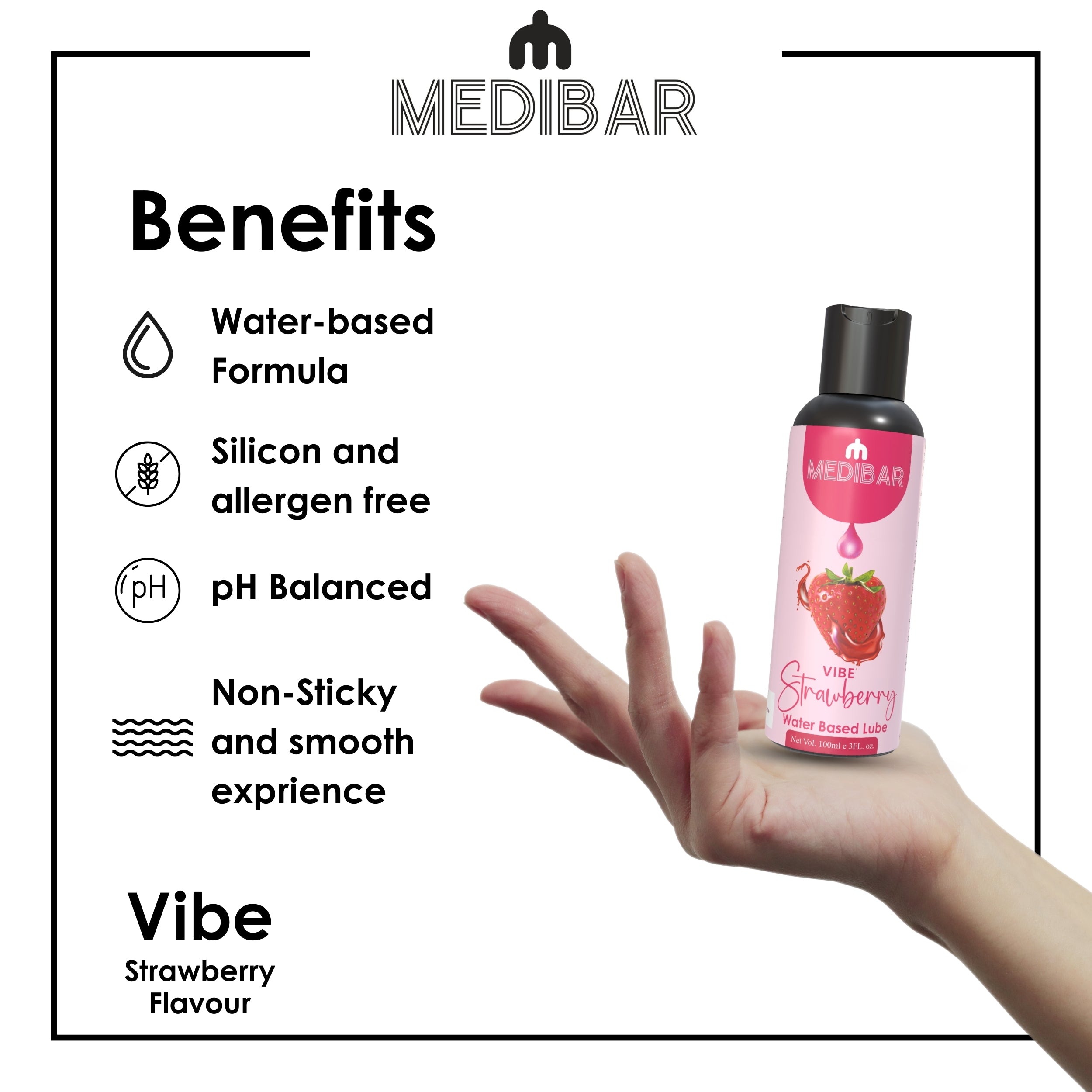 MEDIBAR Vibe Strawberry Water Based Lubricant for Men & Women