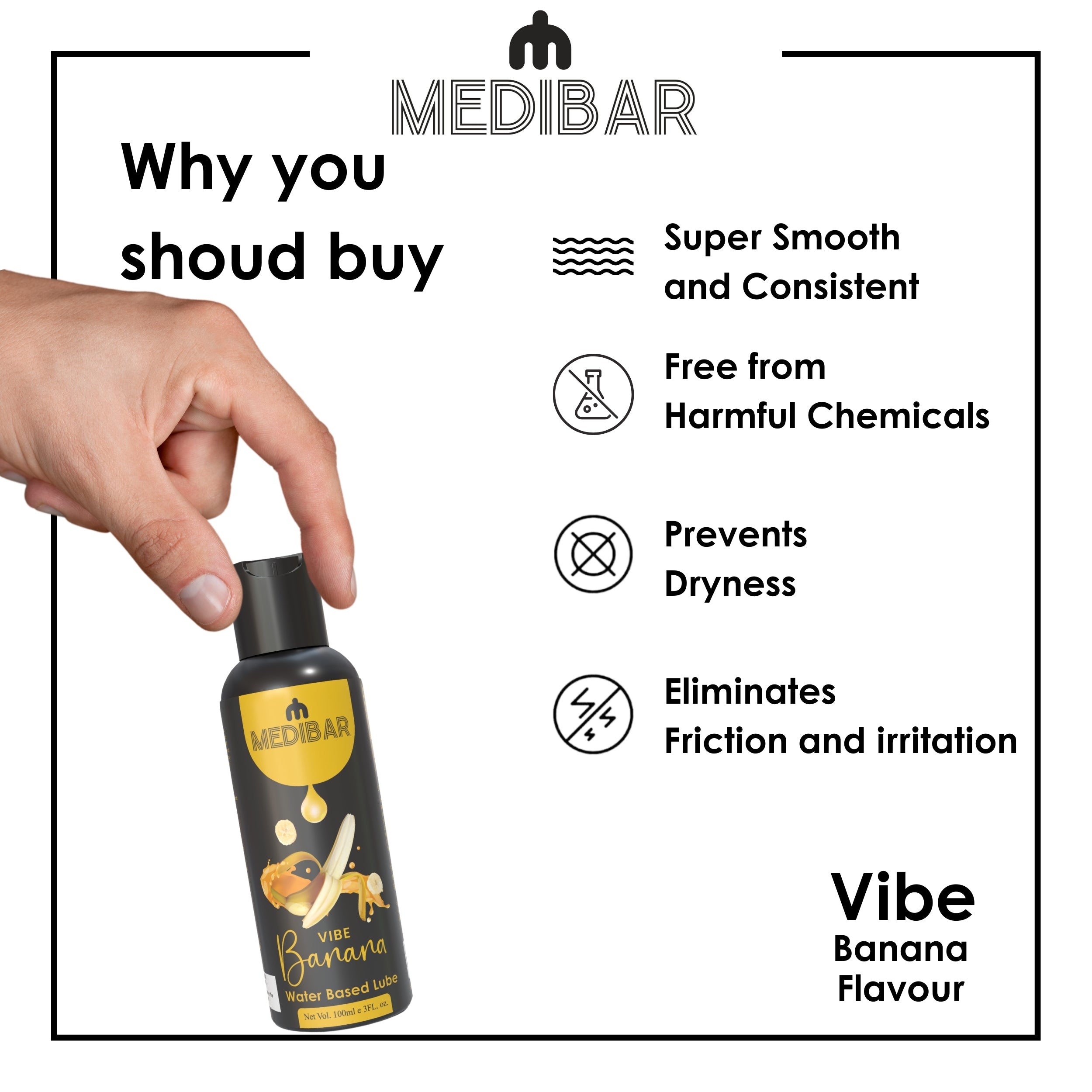 MEDIBAR Vibe Banana Water Based Lubricant for Men & Women