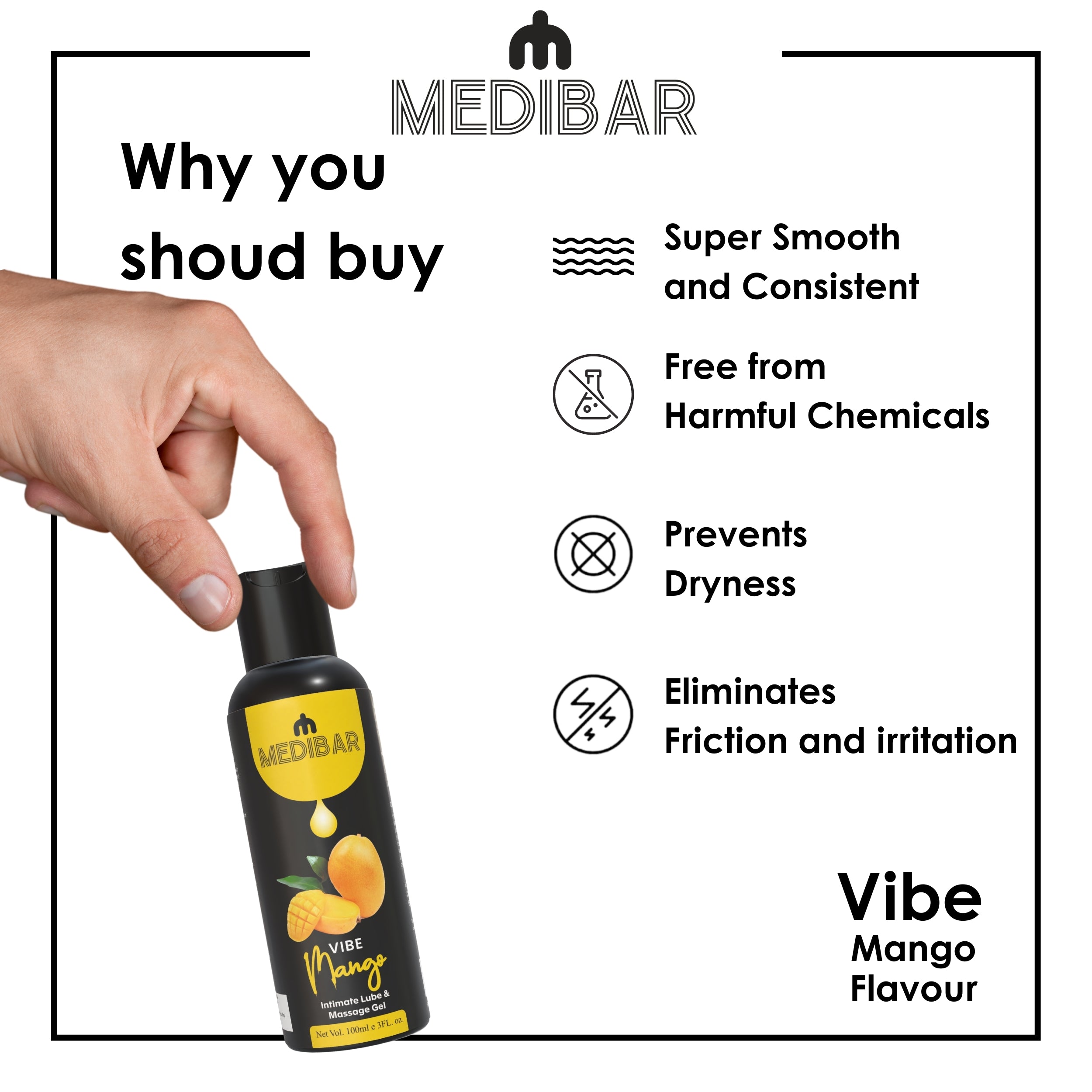 MEDIBAR Vibe Mango Water Based Lubricant for Men & Women
