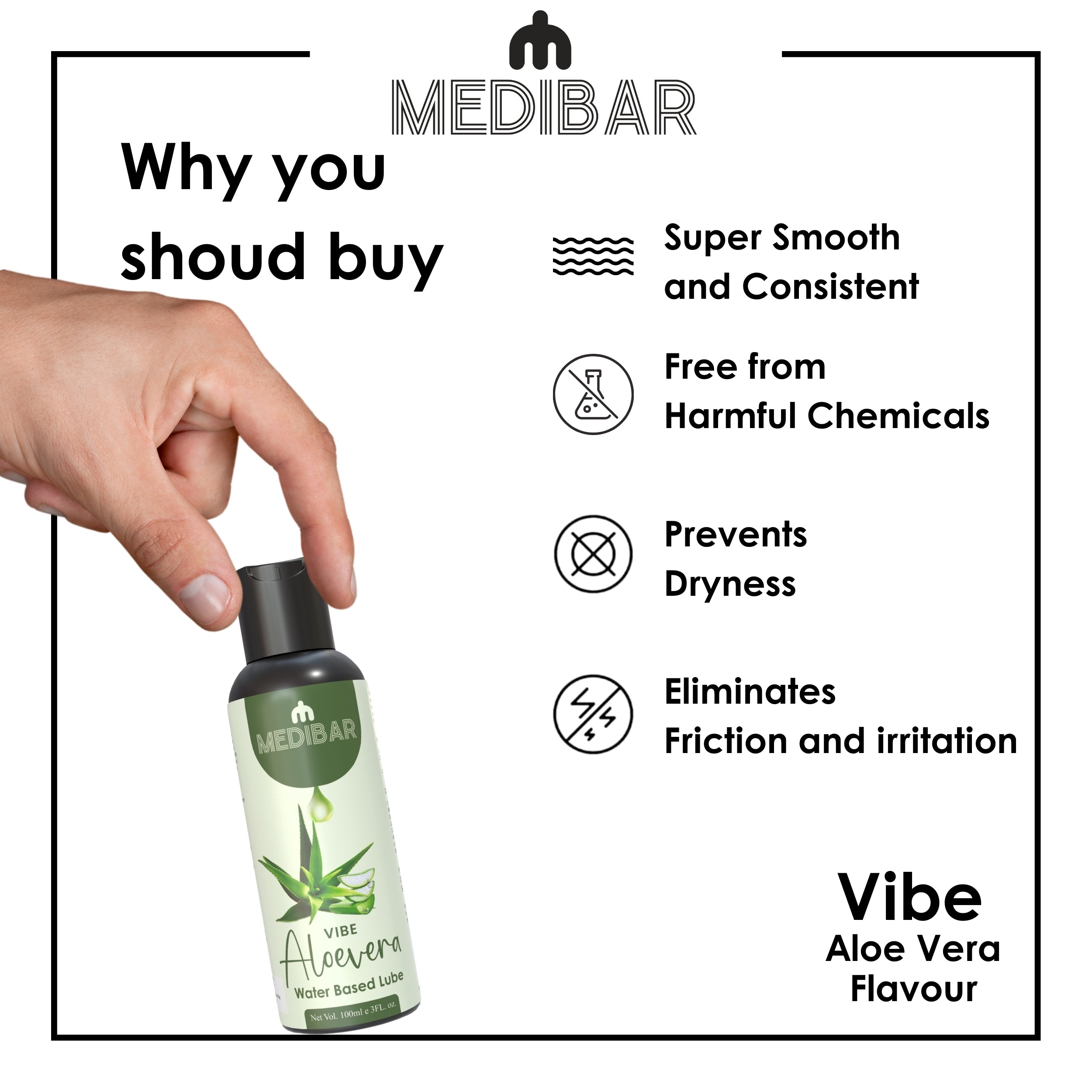 MEDIBAR Vibe Aloe Vera Water Based Lubricant for Men & Women