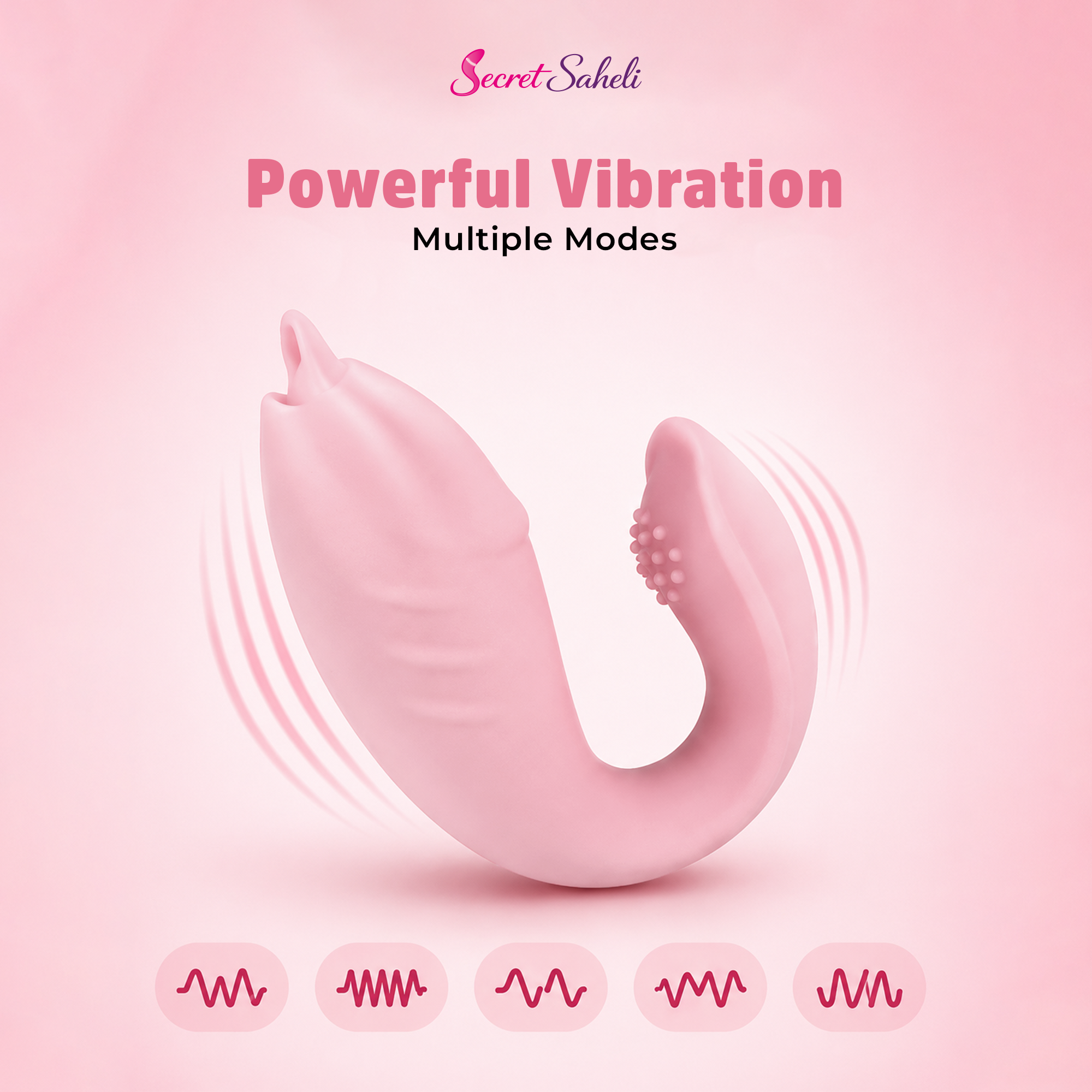 Pink Aura - Rechargeable U-Shape Wearable Wellness Massager with Remote