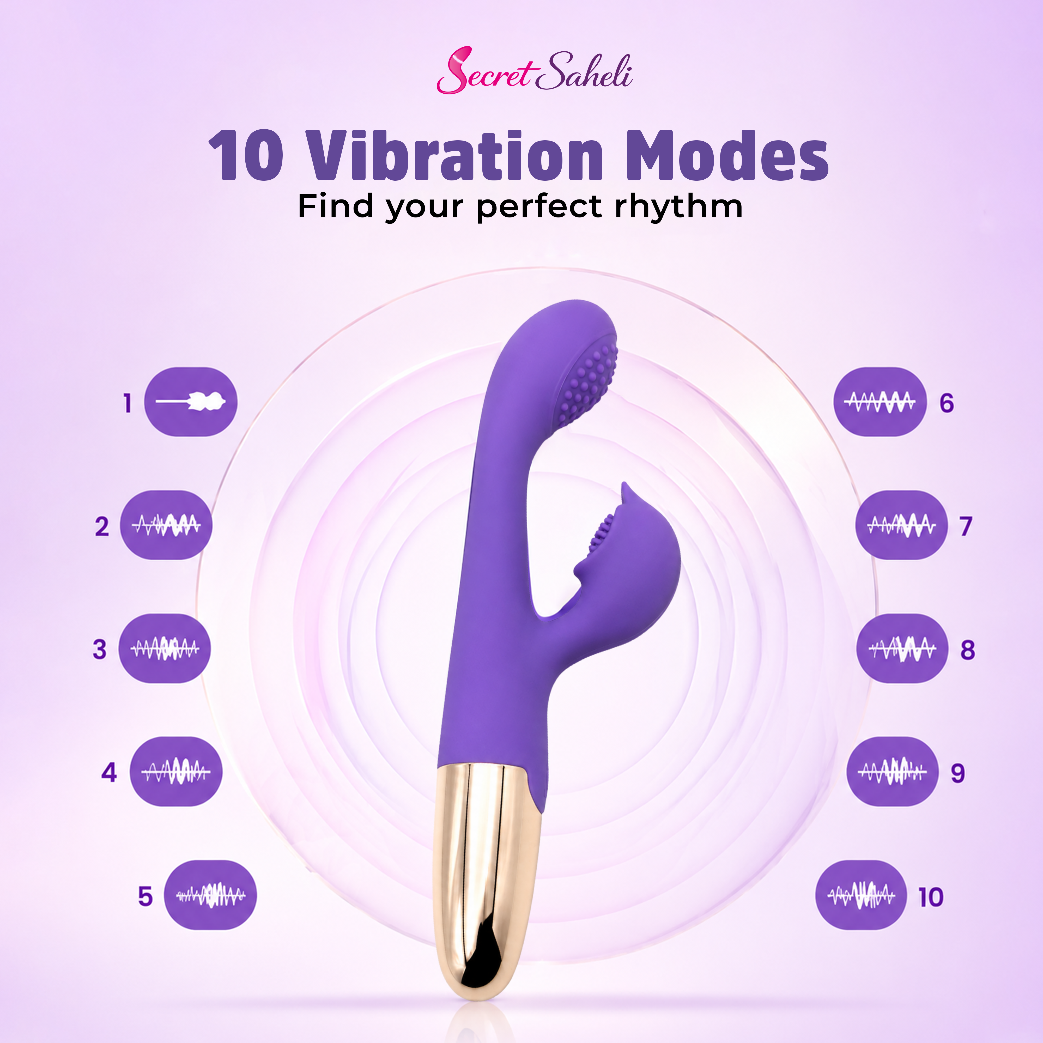 Sultan – Heated Rhythmic Personal Wellness Massager – 10 Modes, USB Rechargeable
