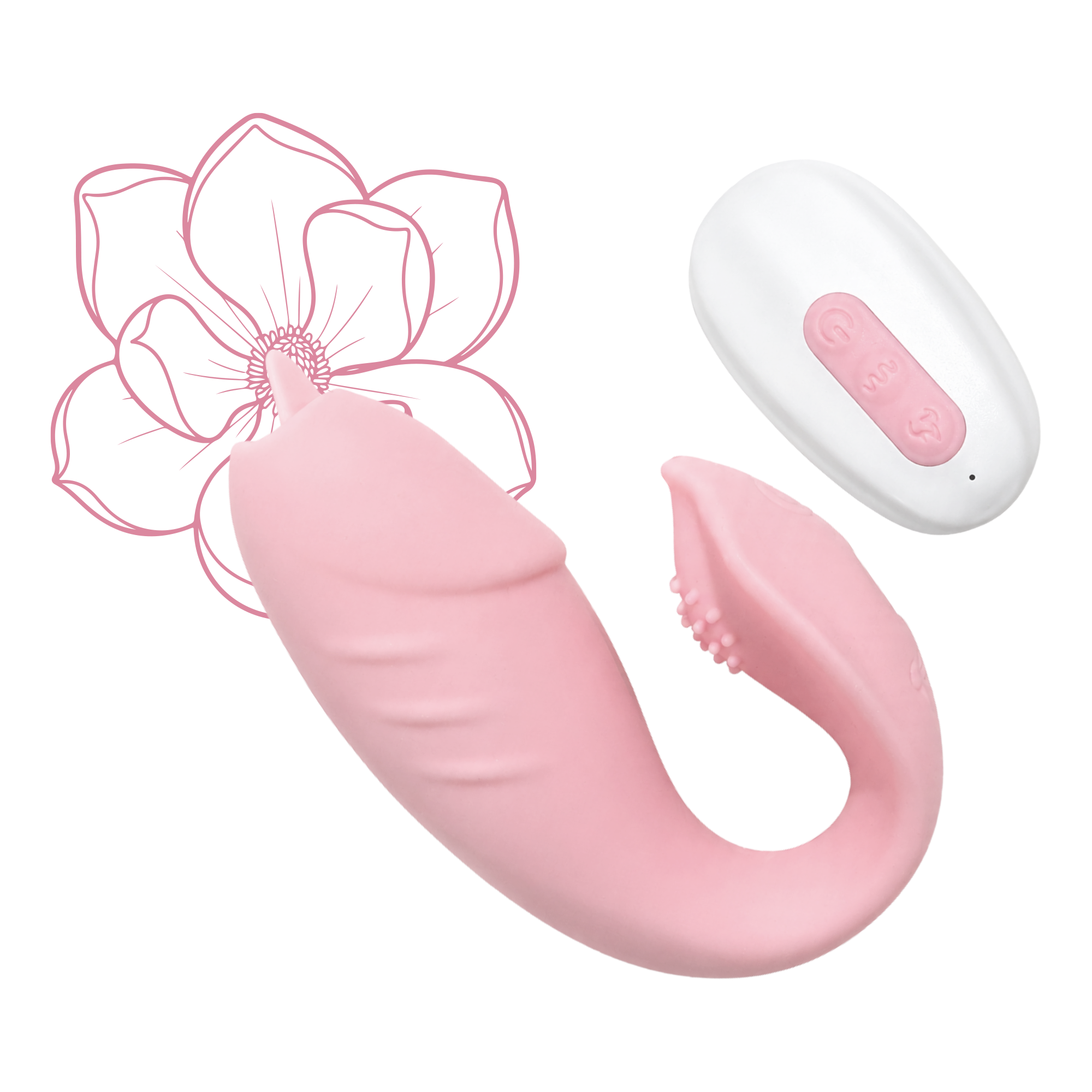 Pink Aura - Rechargeable U-Shape Wearable Wellness Massager with Remote