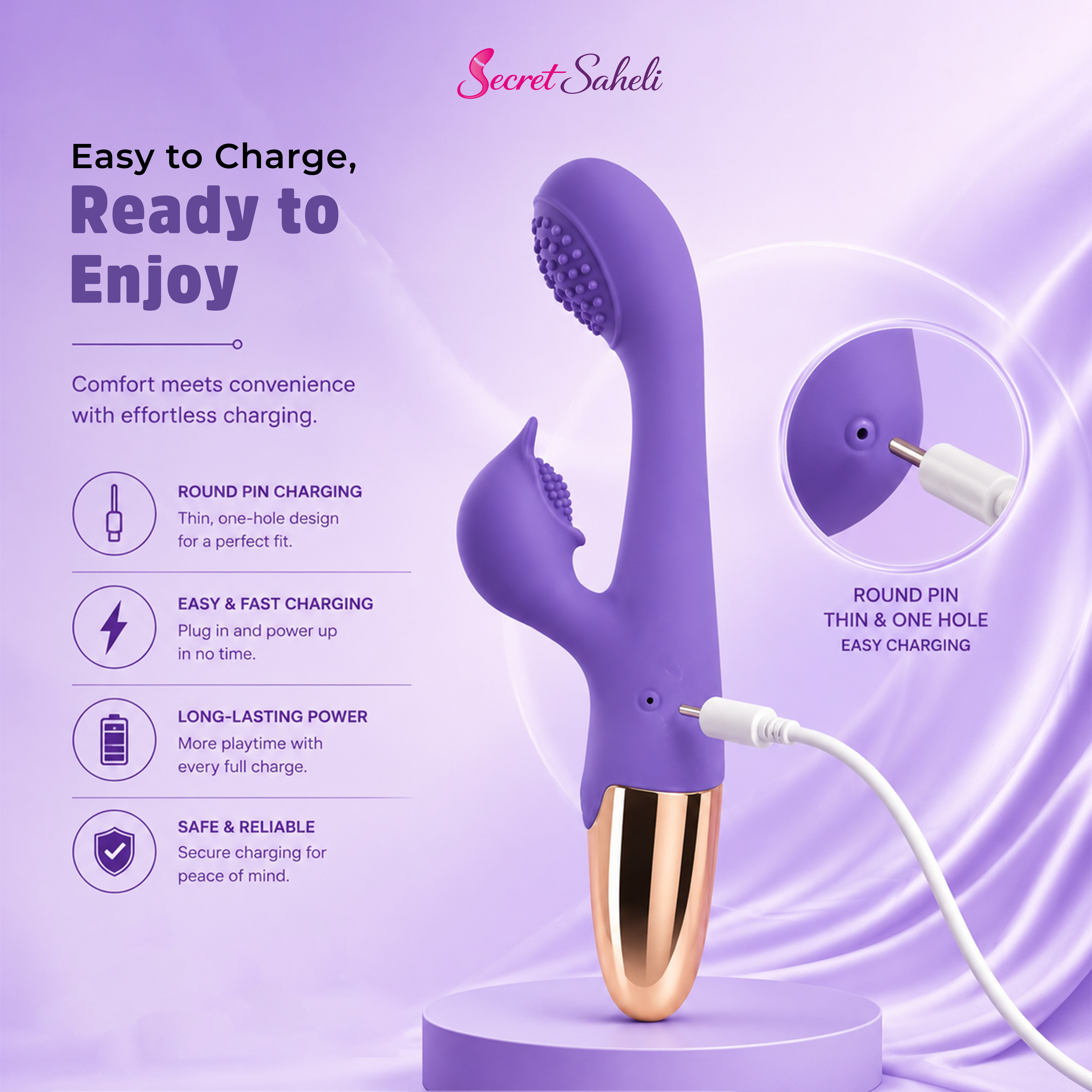 Sultan – Heated Rhythmic Personal Wellness Massager – 10 Modes, USB Rechargeable