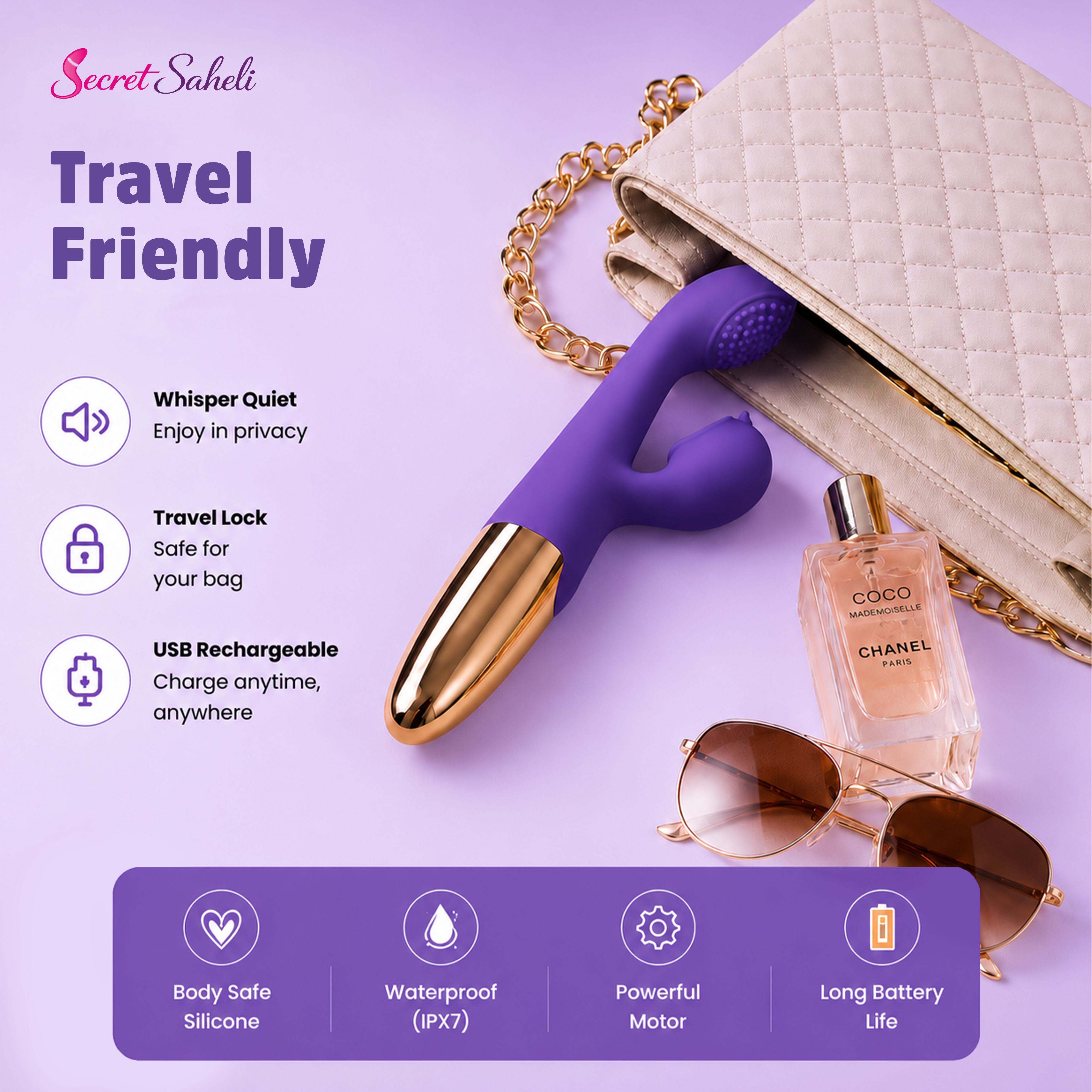 Sultan – Heated Rhythmic Personal Wellness Massager – 10 Modes, USB Rechargeable